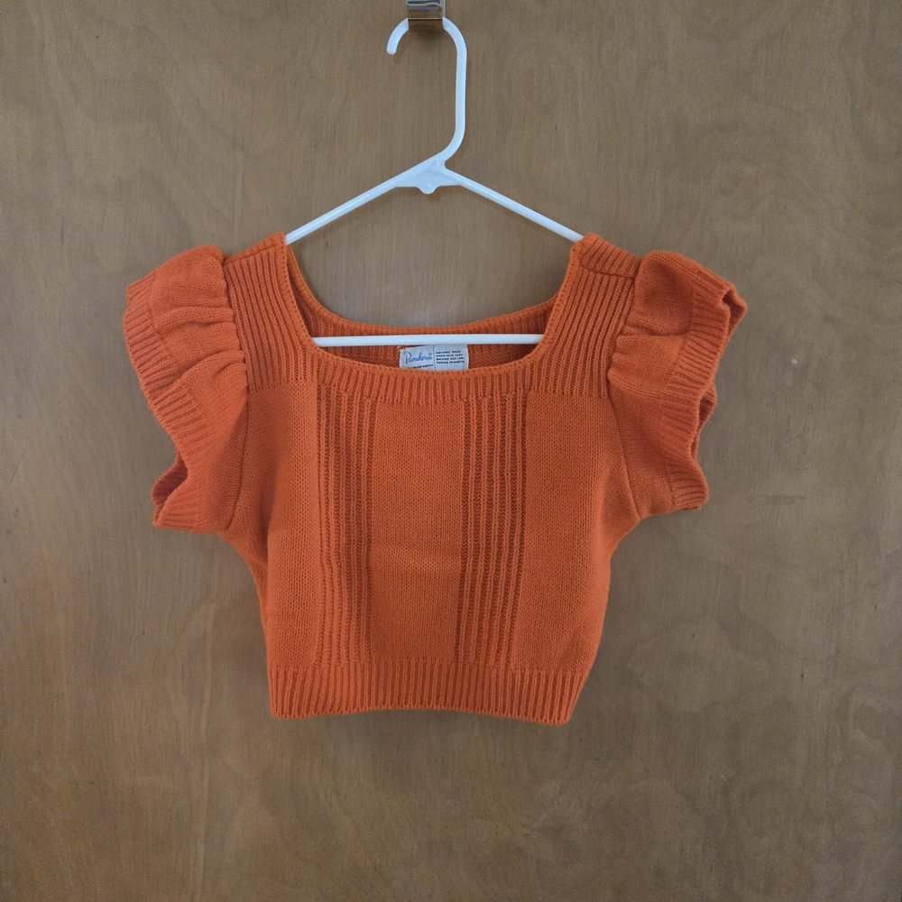 Vintage Orange Knit Crop Top